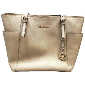 Authentic taupe Michael Kors large tote purse leather pockets Valued @ $200